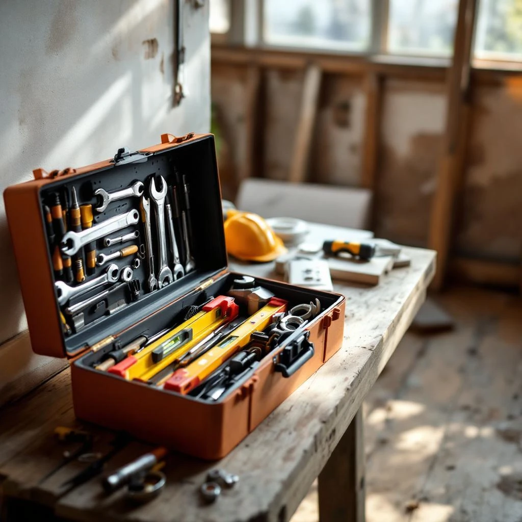 Professionele gereedschapskist open in Belgisch huis - netjes georganiseerd gereedschap